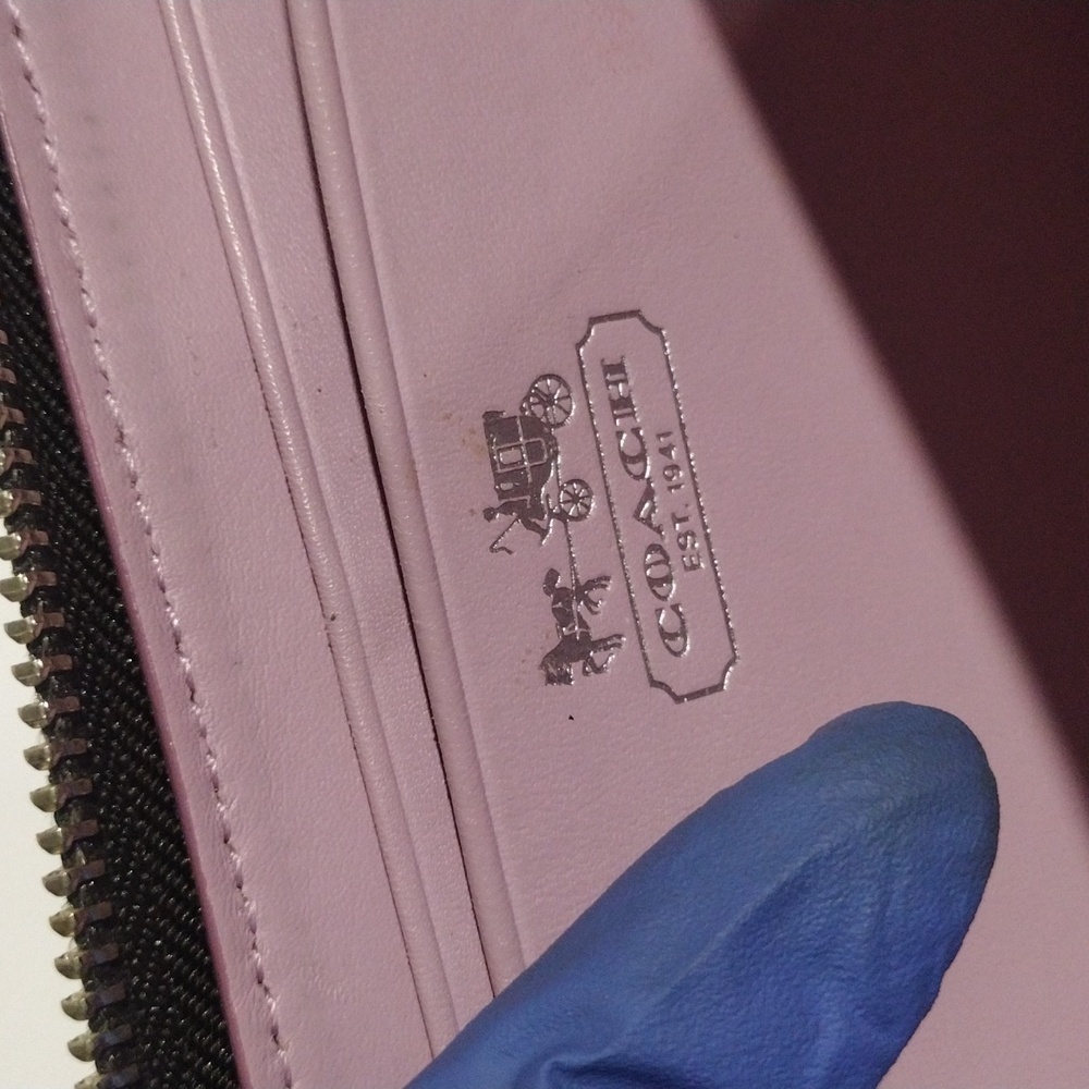 Coach Brown Canvas & Leather Trim Long Wallet – Round Zipper, Signature Logo - Picture 11 of 14